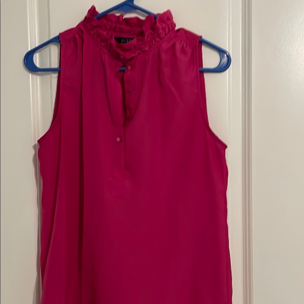 J. Crew Pink Sleeveless Ruffled Blouse